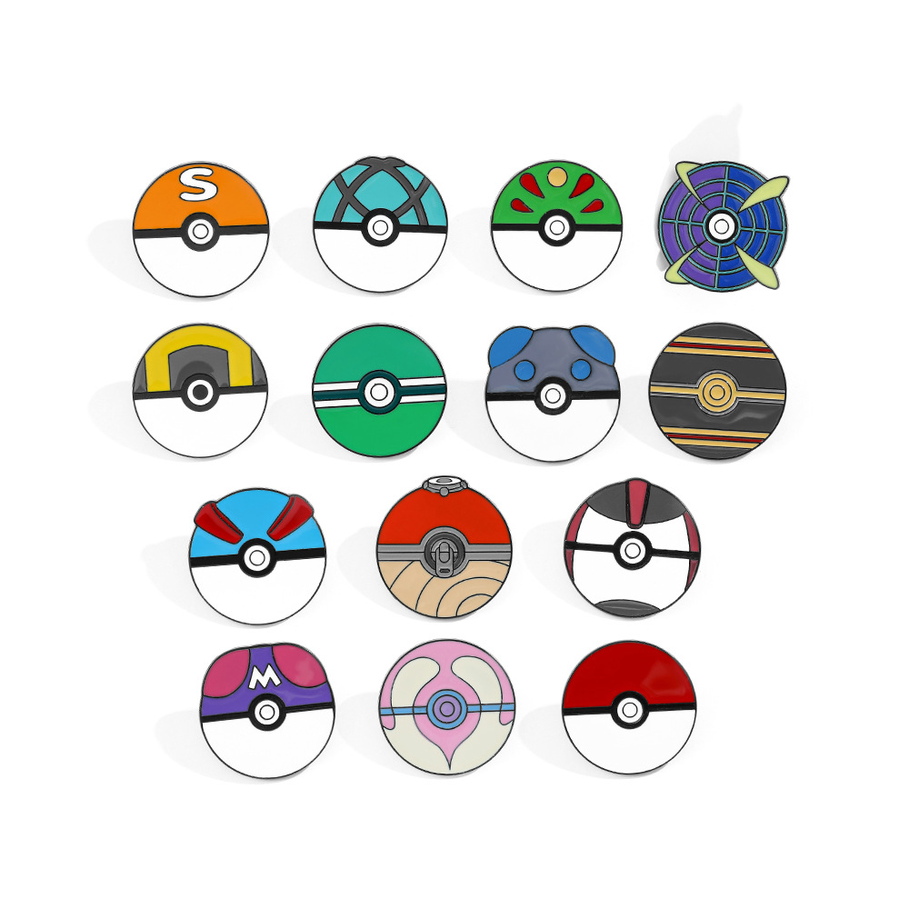 Pokeball Cosplay Prop - เข็มกลัดโลหะเคลือบลายการ์ตูนอนิเมะ สำหรับตกแต่งเสื้อผ้าและกระเป๋า ของขวัญวันหยุด
