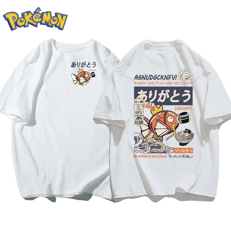 Pokeball Cosplay Prop - เสื้อยืดพิมพ์ลายโปเกมอน มากิคาร์ป รามเอน 2026 สำหรับฤดูร้อน ผ้าฝ้าย
