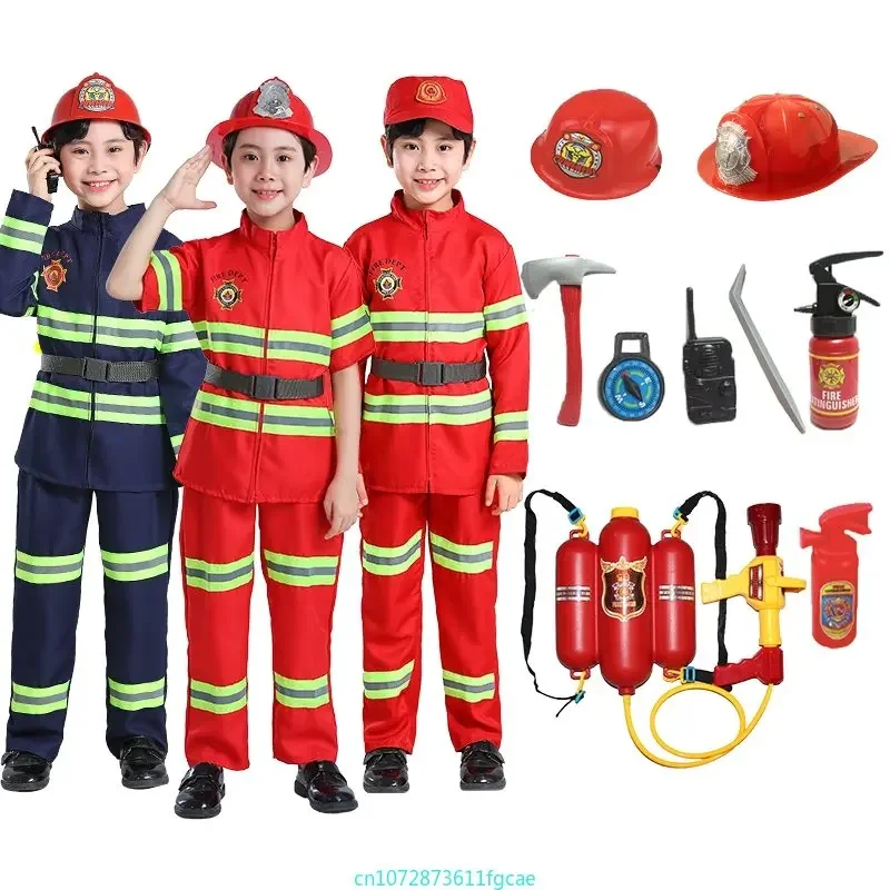 Cosplay Prop Works - เด็กนักผจญเพลิงชุด Sam Fireman คอสเพลย์เครื่องแต่งกายเด็กทํางานเสื้อผ้าชุด Props เด็กผู้หญิงชุดคริสต์มาสของขวัญ