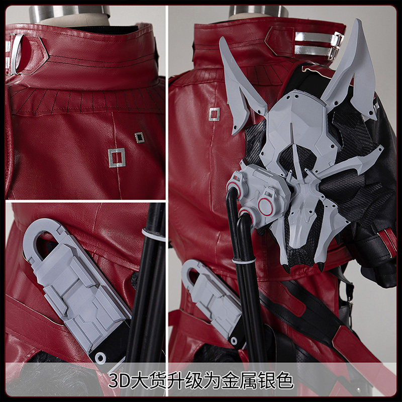 Cosplay Prop Making - อาร์คไนท์ส เอนด์ฟิลด์ วูลฟ์การ์ดคอสเพลย์เครื่องแต่งกายเกมชุดเต็มชุดสีแดงสีดำสตรีทสไตล์เครื่องแต่งกายพร้อมวิกผมอุปกรณ์ประกอบฉากเอชคอส