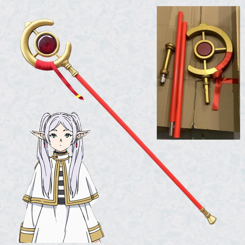 Frieren Cosplay Prop - ไม้เท้าคอสเพลย์จากอนิเมะ Frieren: Beyond Journey's พร้อมวิกผมคอสเพลย์