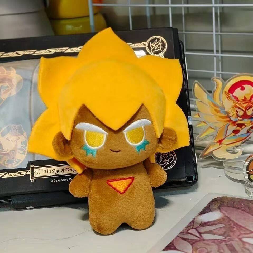 Prop De Cosplay - ตุ๊กตาคุกกี้รันคิงดอม ขนาด 10 ซม. ตุ๊กตาอนิเมะรูปคุกกี้ชีสสีทอง ของเล่นตุ๊กตาผ้ากำมะหยี่