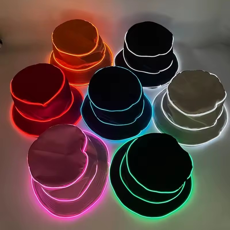 หมวก LED สีพื้น สไตล์ชายหาด หม - Led El Wire บทวิจารณ์และราคา