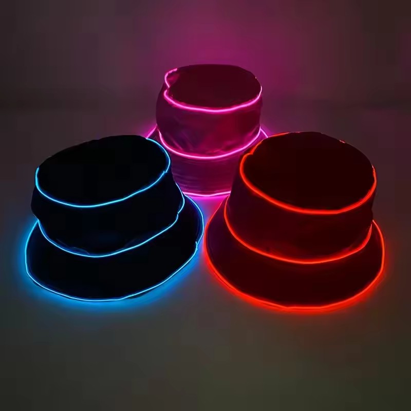 หมวก LED สีพื้น สไตล์ชายหาด หม - Led El Wire บทวิจารณ์และราคา